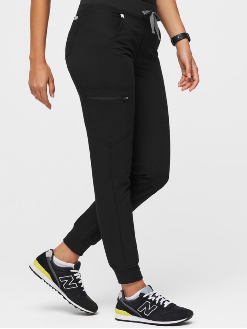 Figs Black Cargo-Style Track Joggers